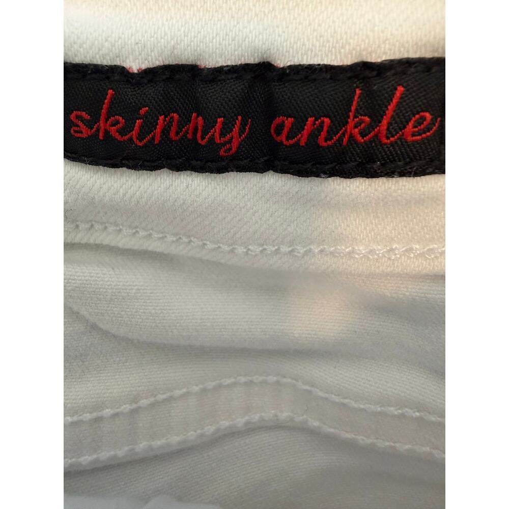 Earl Jean White Embroidered Hem Skinny Ankle Jeans Size 6 - Picture 5 of 8